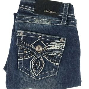 Grace In La Womens Blue Jeans Size 27 Boot Cut (D9